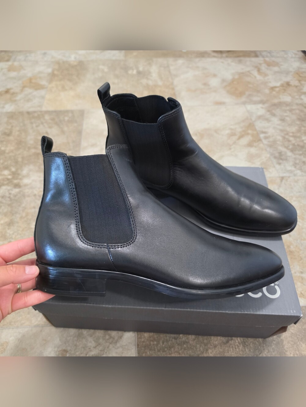 ECCO Citytray Men's Black Leather Chelsea Boots EU 43 / US 9-9.5